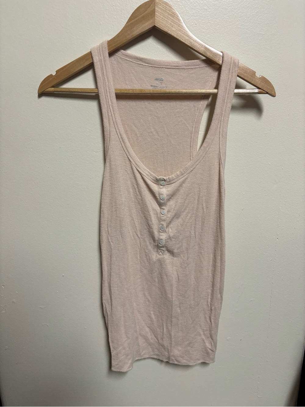 aerie Light Pink Ribbed Henley Tank Top